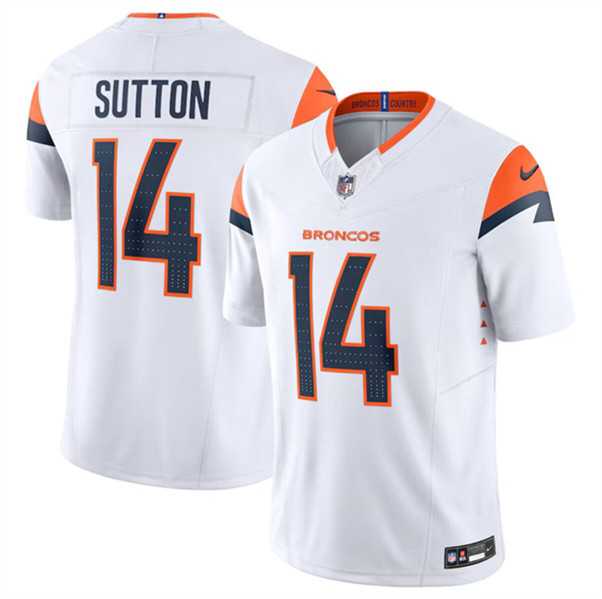 Mens Denver Broncos #14 Courtland Sutton White 2024 F.U.S.E. Vapor Limited Football Stitched Jersey Dzhi->->NFL Jersey